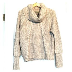 Gray Knit Cowl Neck Sweater - Marled - Size S